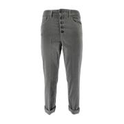 Fluwelen Grijze Broek voor Vrouwen Dondup , Gray , Dames