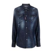 Blauw shirt met icoon lange mouw Dsquared2 , Blue , Dames