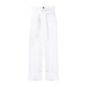 Witte Casual Hoge Taille Broek Lorena Antoniazzi , White , Dames