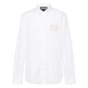 Witte Lange Mouw Poplin Overhemd Versace Jeans Couture , White , Heren