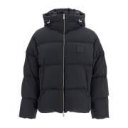 Puffer Jacket met Rubber Logo Patches Off White , Black , Heren