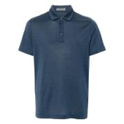 Blauw Zijde Katoen Polo Shirt Corneliani , Blue , Heren