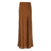 Bronze Maxi Satijnen Lange Rok Essentiel Antwerp , Brown , Dames