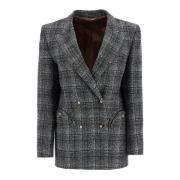 Geruite wollen blazer met Smiley-zakken Blazé Milano , Gray , Dames