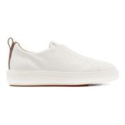 Witte Leren Casual Loafers Santoni , White , Dames