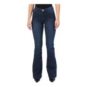 Blauwe Flare Jeans met Slim Fit YES ZEE , Blue , Dames