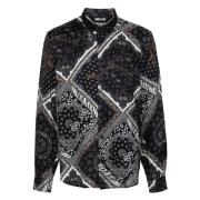 Zwarte Longsleeve Shirt Viscose Just Cavalli , Black , Heren