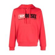 Rode Casual Hoodie Sweater Diesel , Red , Heren