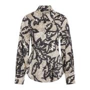 Elegante Sand Print Shirt met Trompetmanchetter Bruuns Bazaar , Beige ...