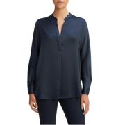 Zijden satijnen blouse met opstaande kraag Vince , Blue , Dames