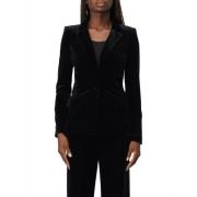 Zwart Fluweel Blazer Jas Elegant Glamour Patrizia Pepe , Black , Dames