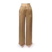 Casual Satin Wide Leg Trousers Herno , Brown , Dames