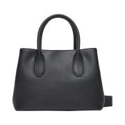 Zwarte leren handtas met afneembare band Patrizia Pepe , Black , Dames