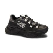 Zwarte sportsneakers met glitterdetail Cavalli Class , Black , Dames