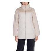 Bont Puffer Mix Jas voor Vrouwen Only , Beige , Dames