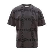 Grijze Logo Grid Korte Mouw T-Shirt JW Anderson , Gray , Dames