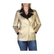 Metallic Biker Bomber Jas Armani Exchange , Yellow , Dames