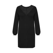 Zwart Kant Lange Mouw Jurk Only Carmakoma , Black , Dames