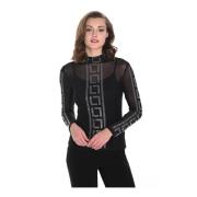 Mesh Blouse met Similisten Detail Frank Lyman , Black , Dames