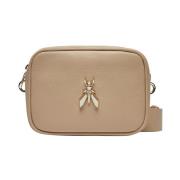 Fly Camera Tas van Zacht Kalfsleer Patrizia Pepe , Beige , Dames