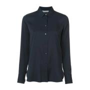 Blauwe Zijden Lange Mouw Shirt Vince , Blue , Dames