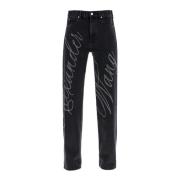 Rhinestone Straight Jeans Alexander Wang , Gray , Dames