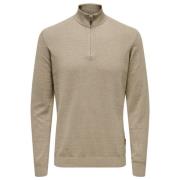 Halve Rits Gebreide Trui Desert Taupe Only & Sons , Brown , Heren