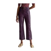 Geknipte Flare Gecoate Broek met Riem Liu Jo , Purple , Dames