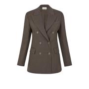 Bruine Wollen Blend Double-Breasted Blazer P.a.r.o.s.h. , Brown , Dame...