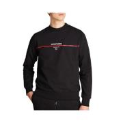 Zwarte Sweater met Centraal Logo Tommy Hilfiger , Black , Heren