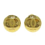 Pre-owned Metal earrings Chanel Vintage , Yellow , Dames