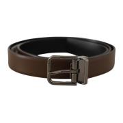 Omkeerbare Bruin Leren Riem Dolce & Gabbana , Brown , Heren