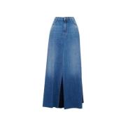 Denim Maxi Rok Manila Grace , Blue , Dames