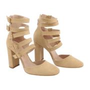 Beige Suède Gesp Band Hak Pumps Made in Italia , Brown , Dames