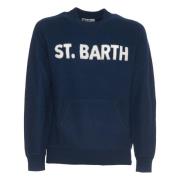 Luxe Blauwe Gebreide Kleding Aw24 MC2 Saint Barth , Blue , Heren