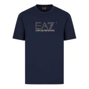 Blauw T-shirt met Korte Mouwen en Logo Emporio Armani EA7 , Blue , Her...