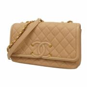 Pre-owned Leather chanel-bags Chanel Vintage , Beige , Dames