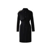 Aliza Dubbelzijdige wollen gestreepte trenchcoat Mackage , Black , Dam...