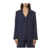 Blauwe Katoenen Jersey Blazer Max Mara Weekend , Blue , Dames