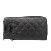 Pre-owned Leather wallets Chanel Vintage , Black , Dames