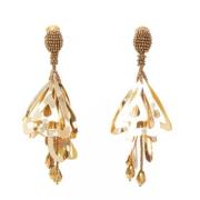 Pre-owned Fabric earrings Oscar De La Renta Pre-owned , Yellow , Dames