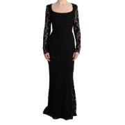 Elegante Bloemenkanten Sheath Jurk Dolce & Gabbana , Black , Dames