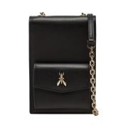 Elegante Zwarte Leren Clutch Tas Patrizia Pepe , Black , Dames