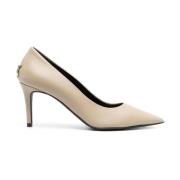 Elegante Beige Leren Mid Heel Pumps Pinko , Beige , Dames