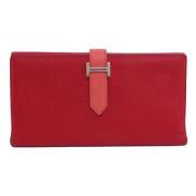 Pre-owned Leather wallets Hermès Vintage , Red , Dames