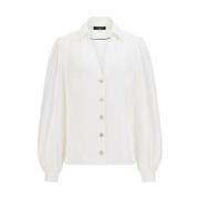 Casual lange mouw V-hals blouse Guess , White , Dames