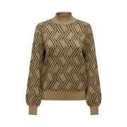 JQ O-Neck KNT Toasted Coconut/Black Sweater Only , Brown , Dames