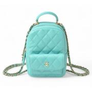 Pre-owned Leather backpacks Chanel Vintage , Blue , Dames