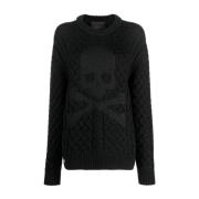 Zwarte Wol Acryl Sweater Pullover Philipp Plein , Black , Dames