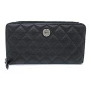 Pre-owned Leather wallets Chanel Vintage , Black , Dames